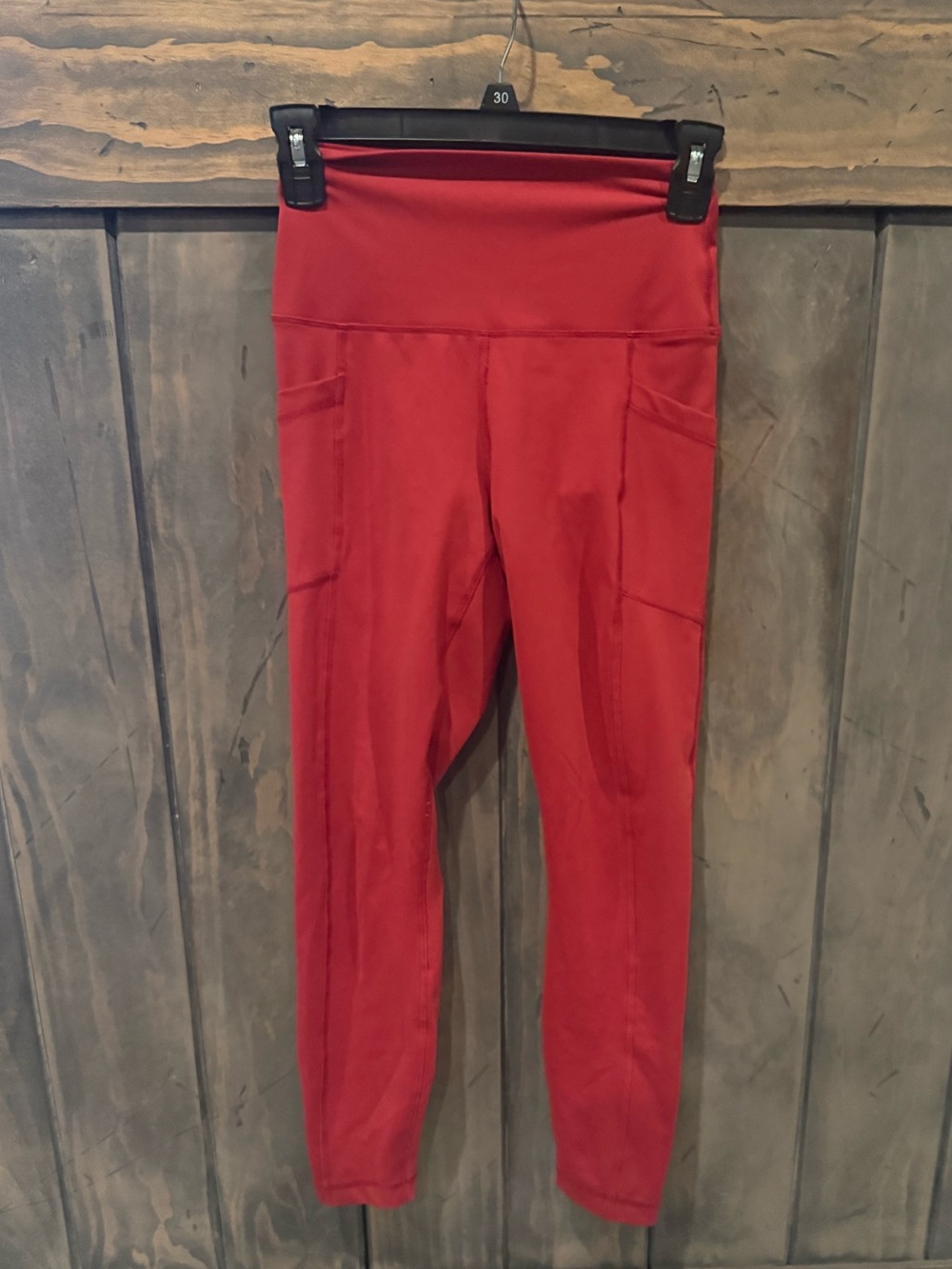 90 Degree Reflex Red High-Waist Leggings with Side Pockets